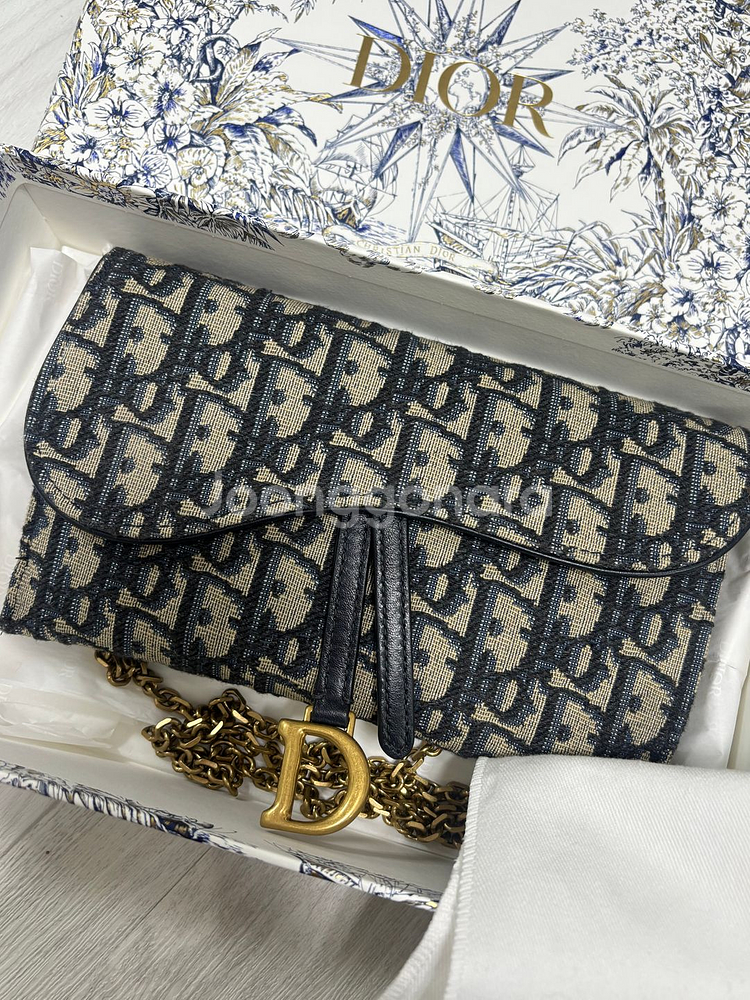 디올 오블리크 새들 체인 지갑 크로스백--2