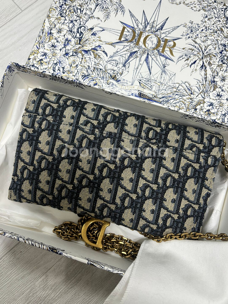 디올 오블리크 새들 체인 지갑 크로스백--3