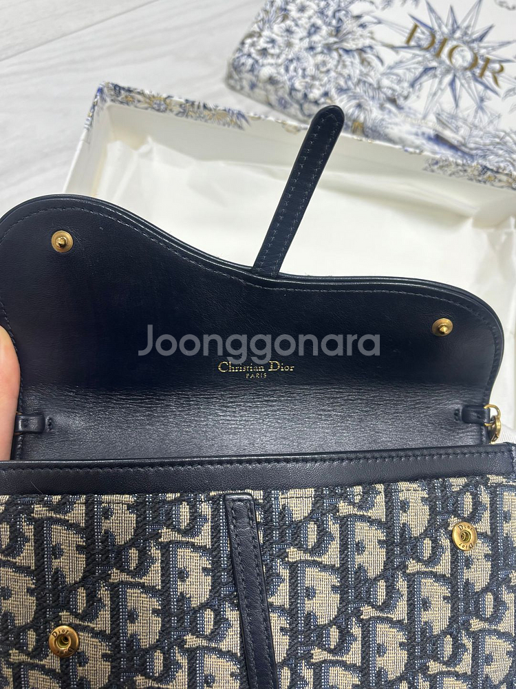 디올 오블리크 새들 체인 지갑 크로스백--4