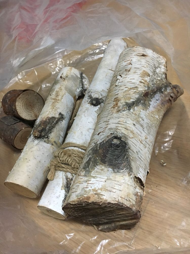 자작나무 나무 소품 기둥 세개--1