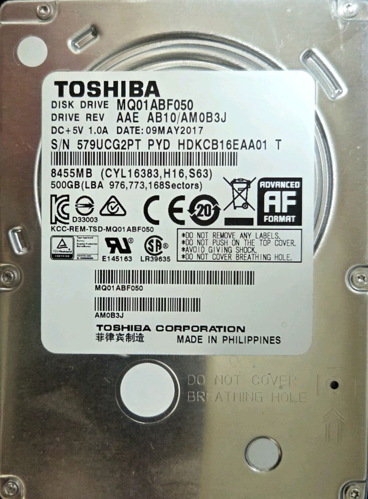 도시바 노트북 500GB 7200RPM 하드디스크 팝니다 거의새거--0