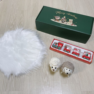크리스마스 소품 장식 + 원형러그 + 양 인형