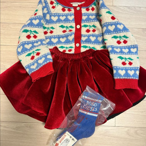 콩제슬래드 체리가디건 4y& 워니리본 레드벨벳 M