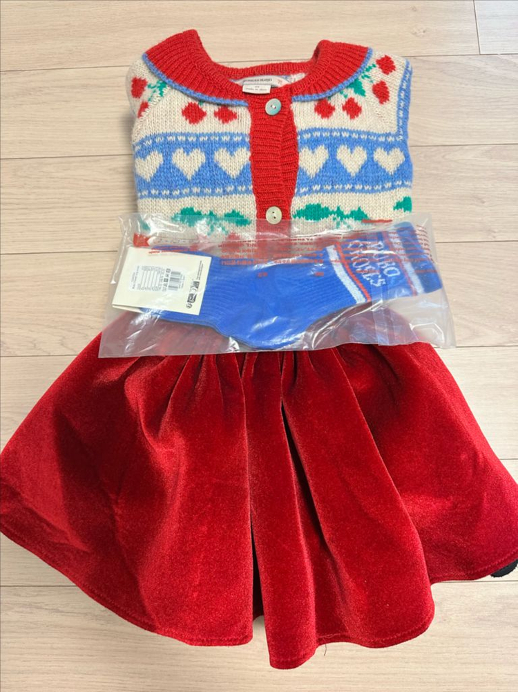 콩제슬래드 체리가디건 4y& 워니리본 레드벨벳 M--1