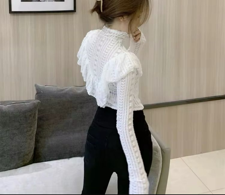 새상품) 프릴 레이스 폴라티(크림색) 택포--2