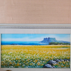 유화) 성산일출봉과 유채꽃 (표고된 액자)