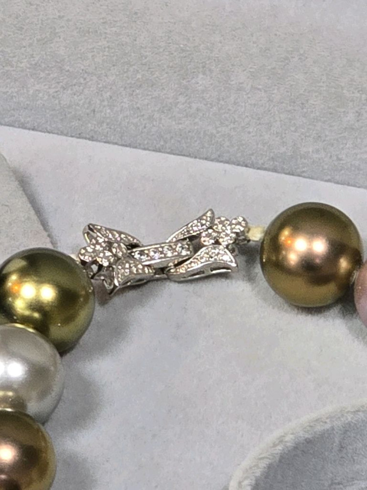 멀티컬러 핵진주 목걸이--1