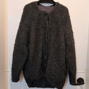 시슬리 여성 양털 뽀글이 점퍼 가디건 양가죽 배색