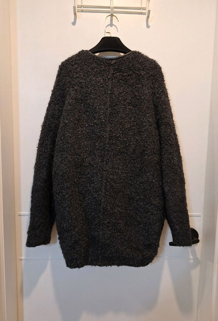 시슬리 여성 양털 뽀글이 점퍼 가디건 양가죽 배색 이미지