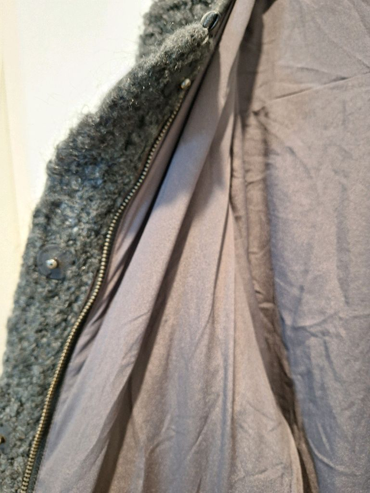 시슬리 여성 양털 뽀글이 점퍼 가디건 양가죽 배색 이미지