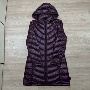 캘빈클라인 여성 프리미엄 덕다운 경량 롱패딩 점퍼 [와인] M/95