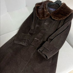 손정완 밍크 빅카라 밍크모 앙고라 플레어 코트 셔링소매 A라인 8부 9부 브라운