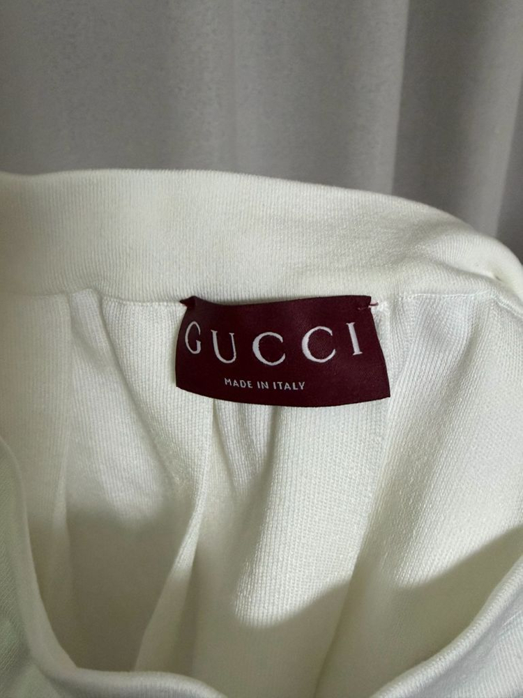 구찌 화이트 인타르시아 플리츠 코튼 블렌드 미니스커트-미착용 새상품--7