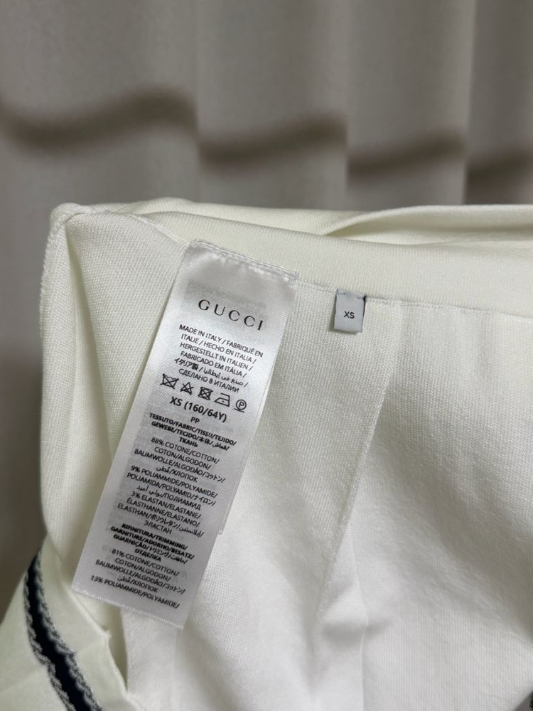 구찌 화이트 인타르시아 플리츠 코튼 블렌드 미니스커트-미착용 새상품--8