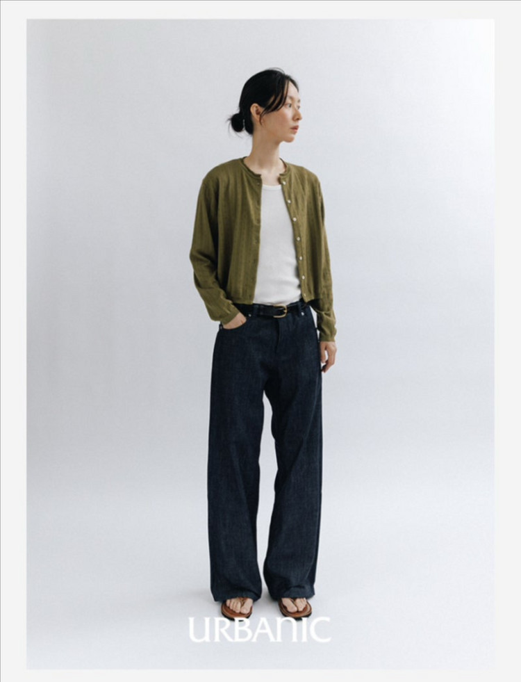 얼바닉30 포레 버튼가디건 올리브--2