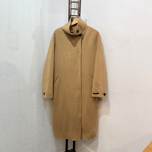 하이넥 핸드메이드 롱코트 베이지 울코트 4031