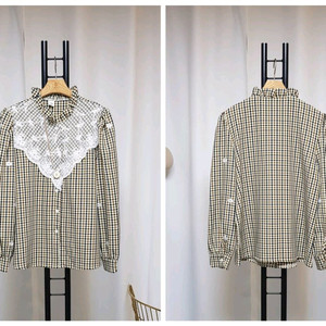 고퀄 탄탄 체크 자수스판남방 새상품(66반까지)