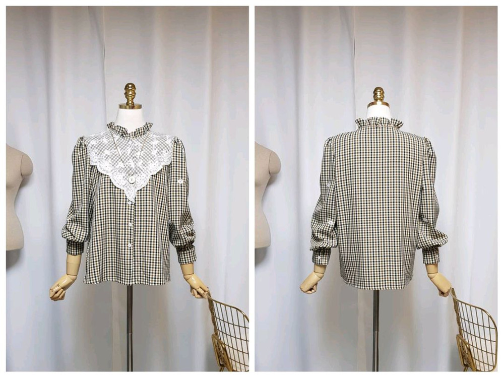 고퀄 탄탄 체크 자수스판남방 새상품(66반까지)--6