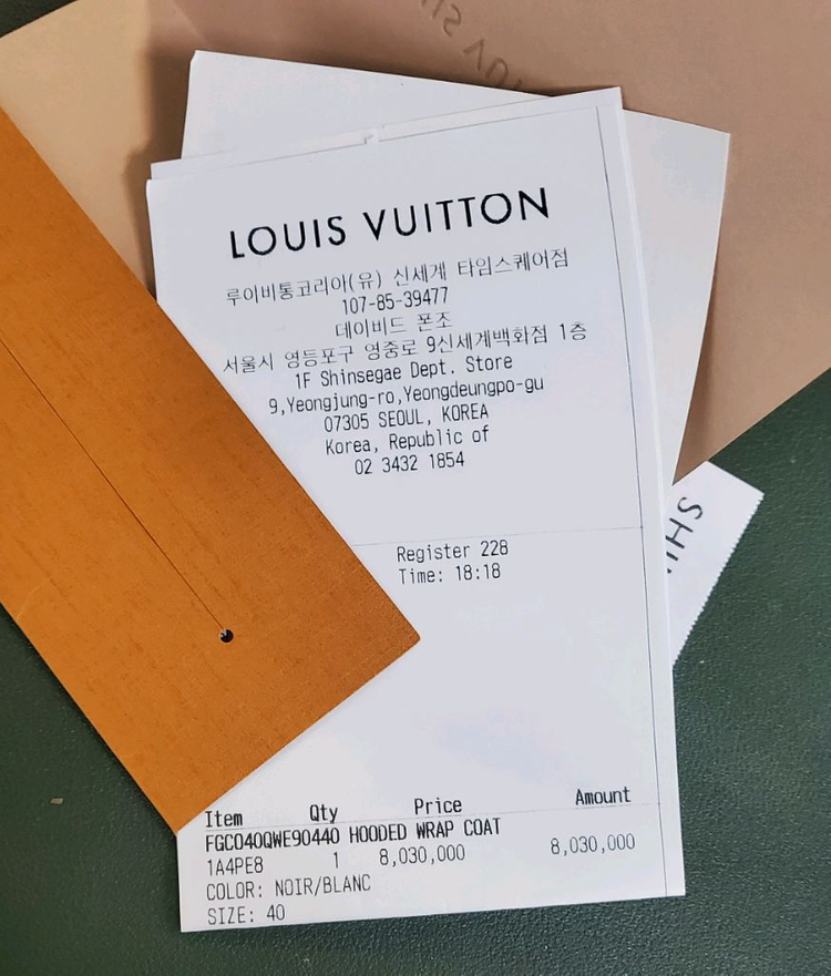 루이비통 후드 랩 코트 블랙 화이트--5