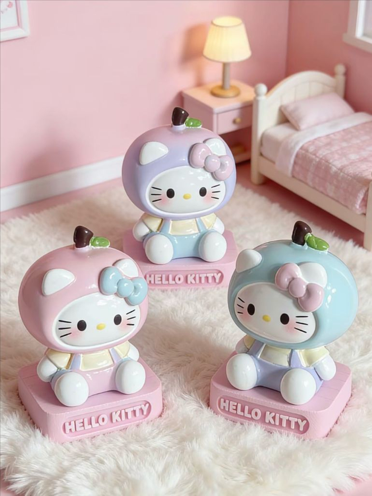 핸드메이드 제작 헬로키티 사과 피규어 이미지