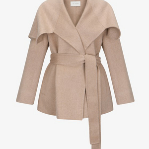 미샤 울 캐시미어 하프 코트 (로즈 베이지)