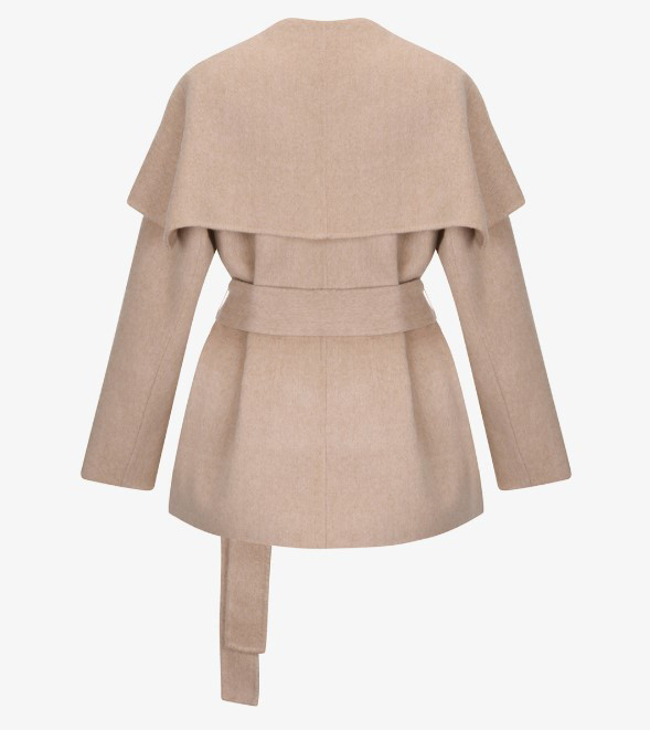 미샤 울 캐시미어 하프 코트 (로즈 베이지)--1