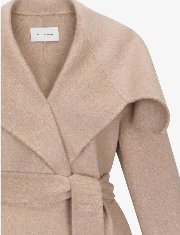 미샤 울 캐시미어 하프 코트 (로즈 베이지)--2