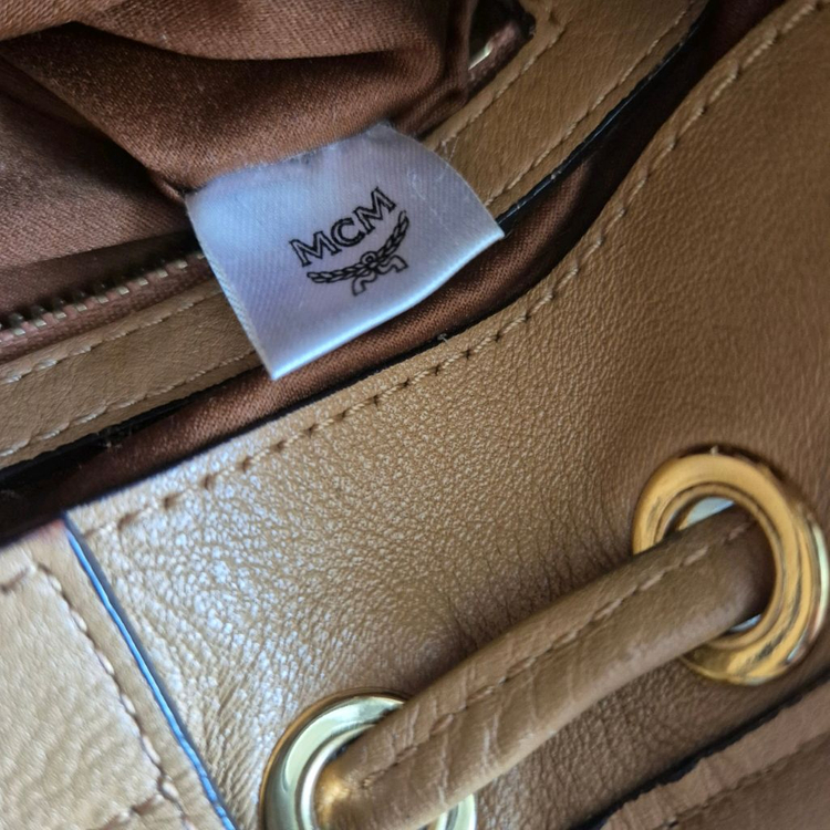 MCM 미니 드로우 스트링백 골드 비세토스 크로스백 숄더백--7