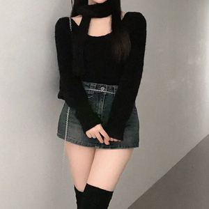 라운드 타올 니트티 머플러 세트