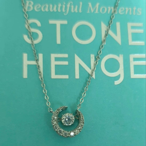 선물가능 (정가 92만원, 풀박스) 새제품 스톤헨지 14k 화이트골드 달 댄싱스톤 목걸이