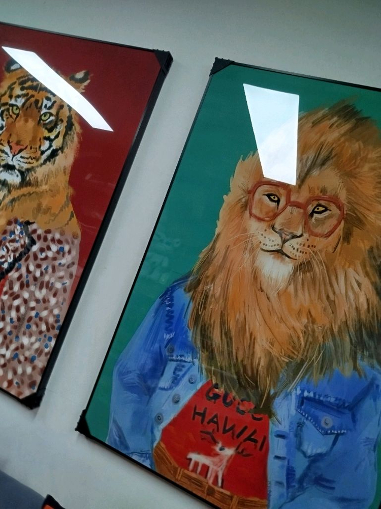구찌 호랑이그림 사자그림 유화그림 구찌신발 대형 그림액자 그림 액자 팝아트 인테리어소품 명품그림 명품액자 동물그림 이미지