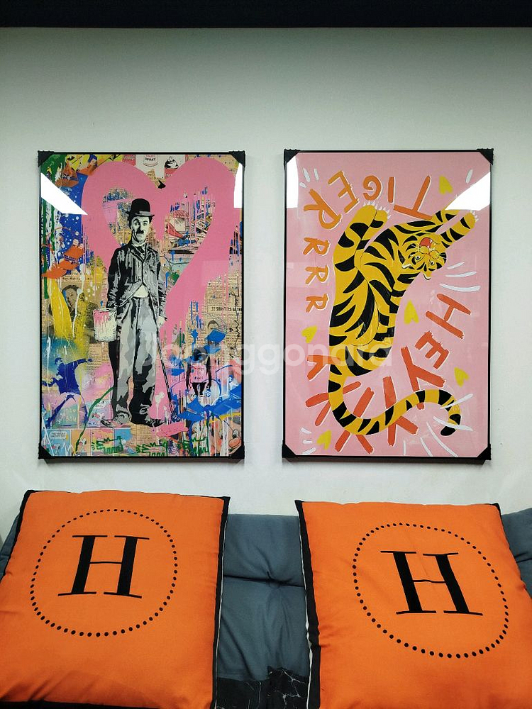 구찌 호랑이그림 사자그림 표범그림 핑크 감성 대형 그림액자 그림 액자 팝아트 인테리어소품 명품그림 명품액자 동물그림--1