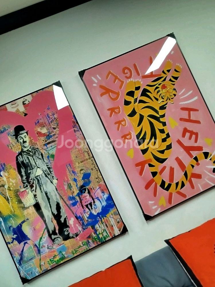 구찌 호랑이그림 사자그림 표범그림 핑크 감성 대형 그림액자 그림 액자 팝아트 인테리어소품 명품그림 명품액자 동물그림--2