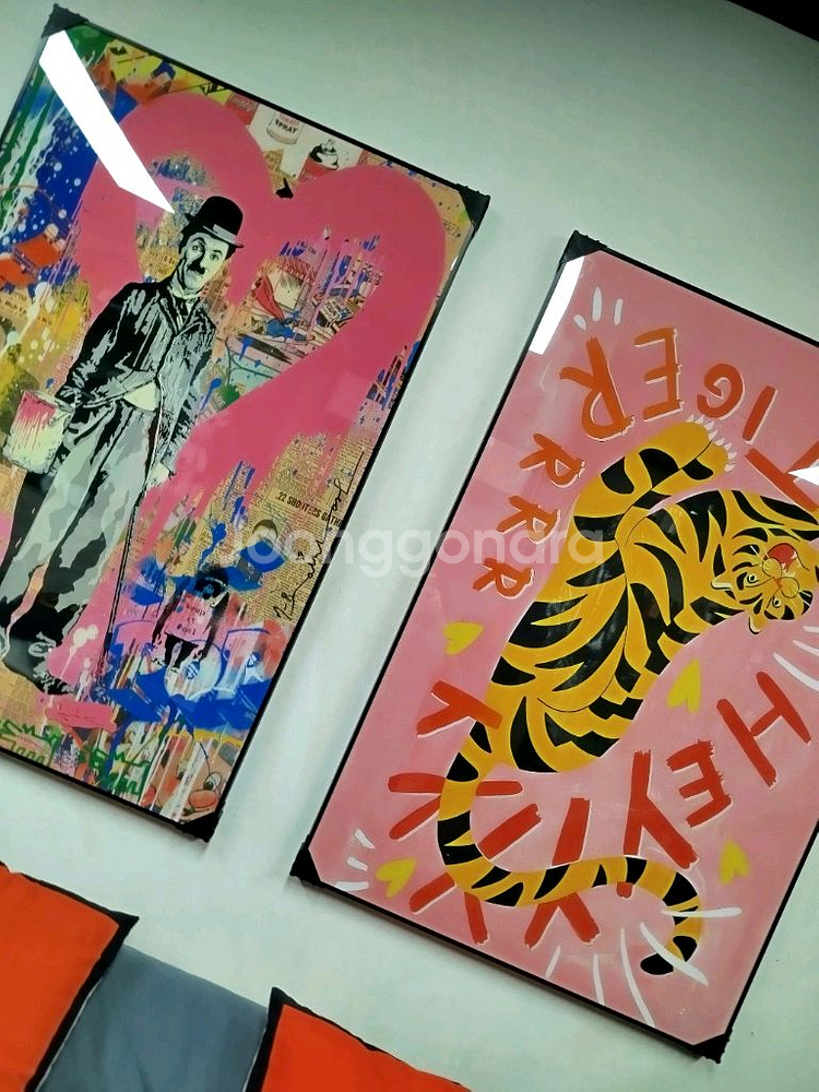 구찌 호랑이그림 사자그림 표범그림 핑크 감성 대형 그림액자 그림 액자 팝아트 인테리어소품 명품그림 명품액자 동물그림--3