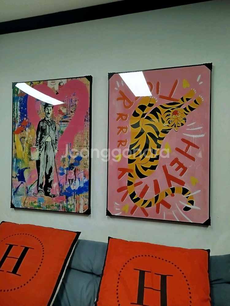 구찌 호랑이그림 사자그림 표범그림 핑크 감성 대형 그림액자 그림 액자 팝아트 인테리어소품 명품그림 명품액자 동물그림--4