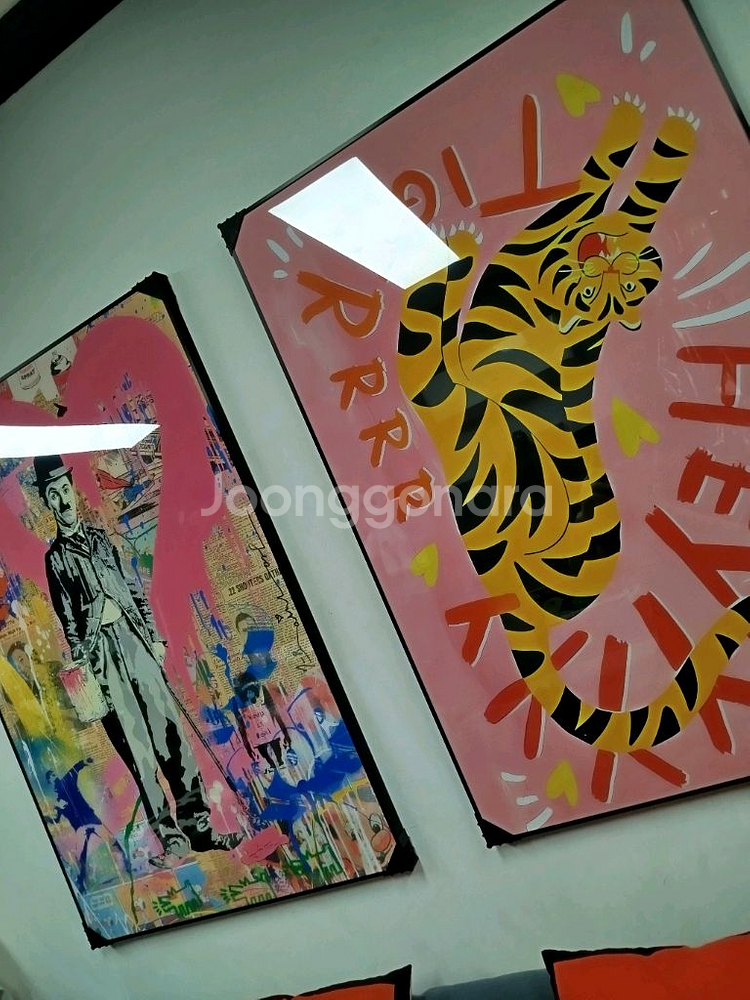 구찌 호랑이그림 사자그림 표범그림 핑크 감성 대형 그림액자 그림 액자 팝아트 인테리어소품 명품그림 명품액자 동물그림--7