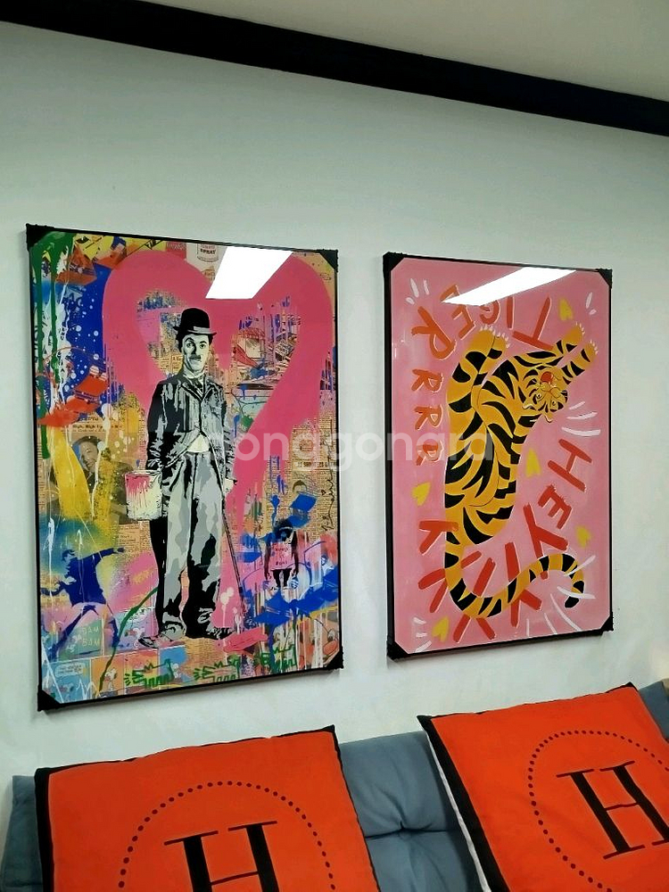 구찌 호랑이그림 사자그림 표범그림 핑크 감성 대형 그림액자 그림 액자 팝아트 인테리어소품 명품그림 명품액자 동물그림--8