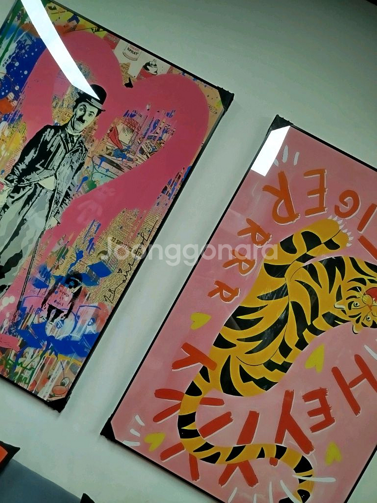 구찌 호랑이그림 사자그림 표범그림 핑크 감성 대형 그림액자 그림 액자 팝아트 인테리어소품 명품그림 명품액자 동물그림--9