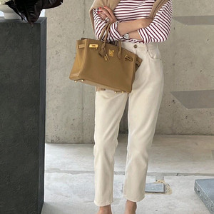 쎄모먼 데님팬츠 36사이즈 크림색상