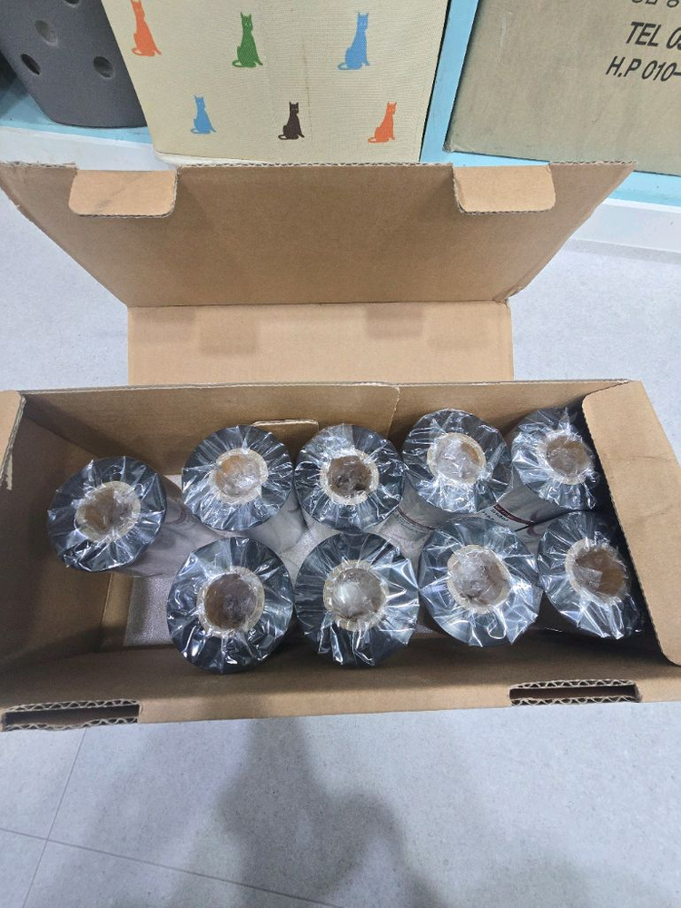 B-324 110x300 9롤 레진 프린터리본 유포 패트 라벨먹지--1