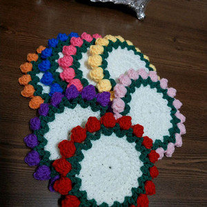 꽃송이 티코스터.컵받침/손뜨개가방 이미지