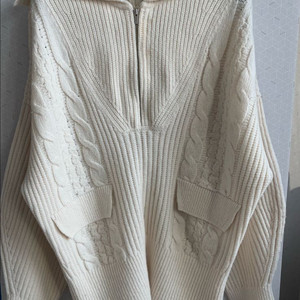 시스템 아이보리 하프 집업 니트