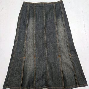 버버리 블랙 데님 플리츠 스커트