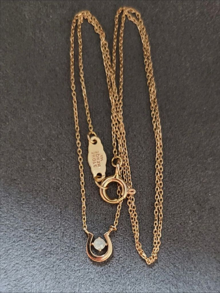 <정가 77만원> 스톤헨지 14k 러프 다이아 럭키유 목걸이 (4월 탄생석)--2