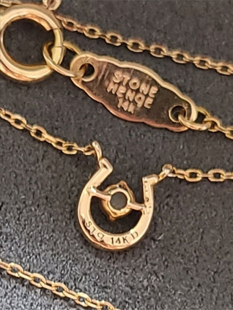 <정가 77만원> 스톤헨지 14k 러프 다이아 럭키유 목걸이 (4월 탄생석)--4