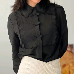 (새상품) JIYO Dew Blouse 지요 듀 블라우스 블랙 M