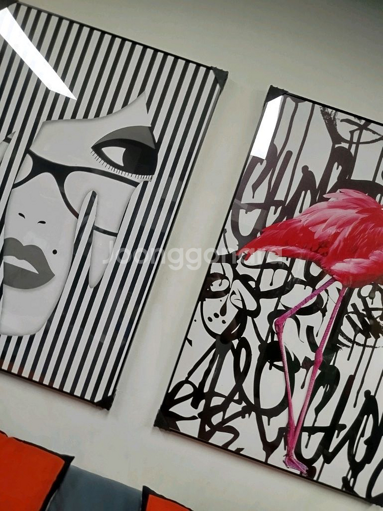 스트라이프 여인 안경 감성 그림액자 그림 액자 팝아트 명품그림 명품액자--3