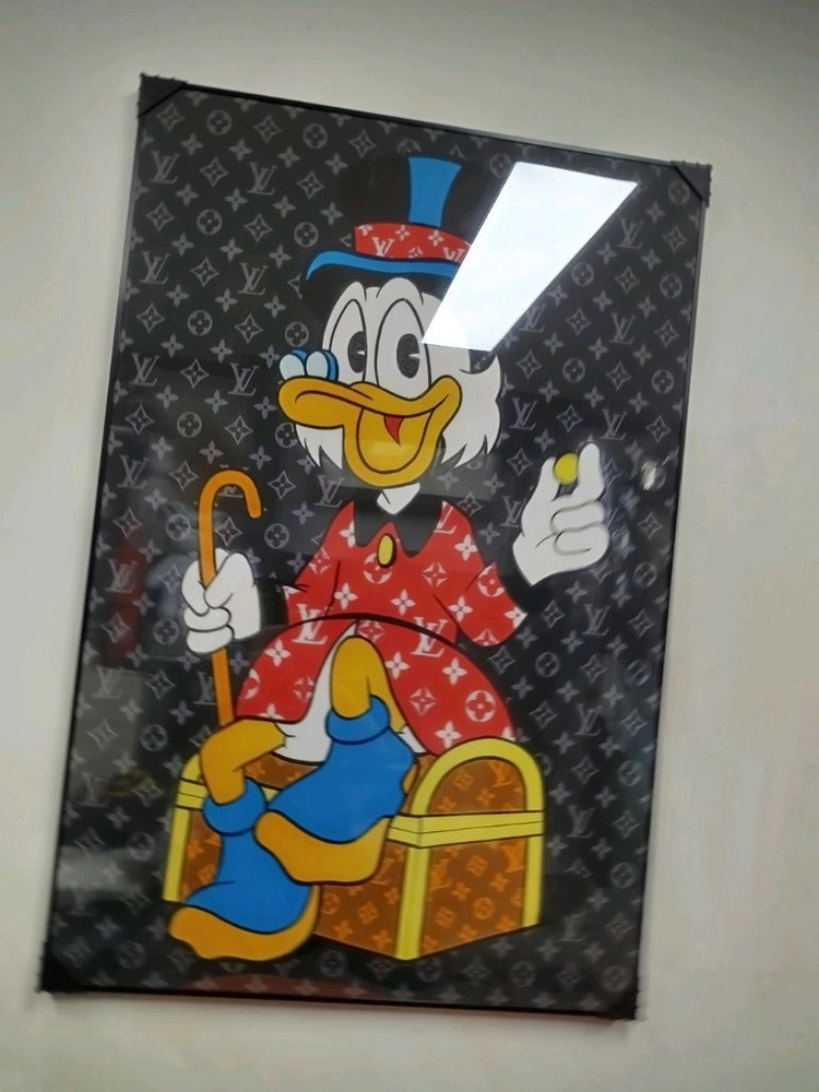 루이비통 도널드덕 디즈니 피규어 그림액자 그림 액자 팝아트 명품그림 명품액자 럭셔리 인테리어소품 인테리어 거실 꽃 이미지