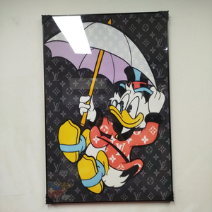 루이비통 도널드덕 디즈니 피규어 그림액자 그림 액자 팝아트 명품그림 명품액자 럭셔리 인테리어소품 인테리어 거실 꽃 이미지