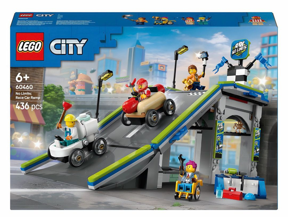 [1회조립] 레고 60460+60458,60459 무한한 도전: 레이스 카 경사 트랙 및 자동차 추가 4대 이미지